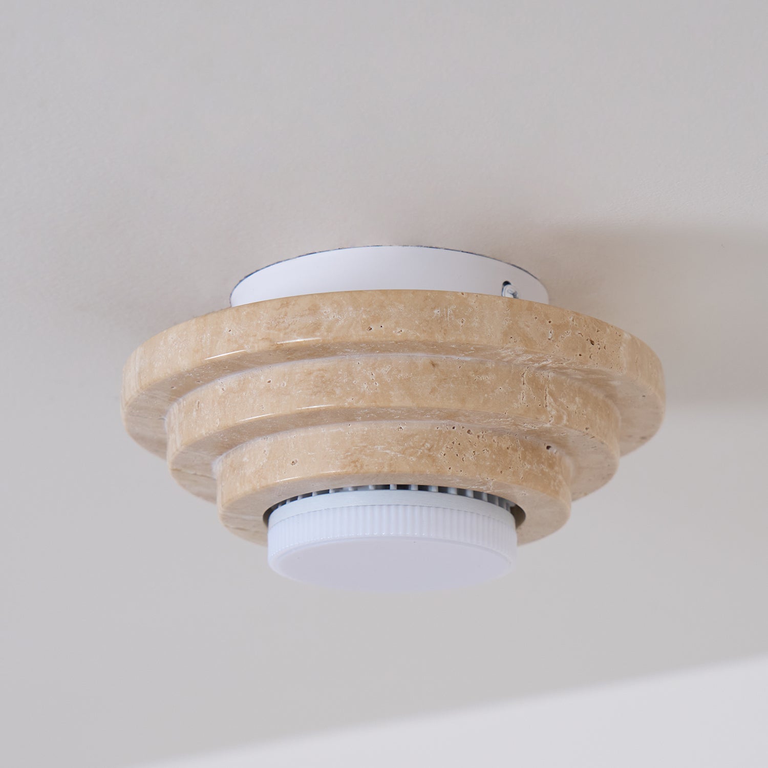 Zadoraris Tiered-Disc Travertine Ceiling Light-Neutral Decor