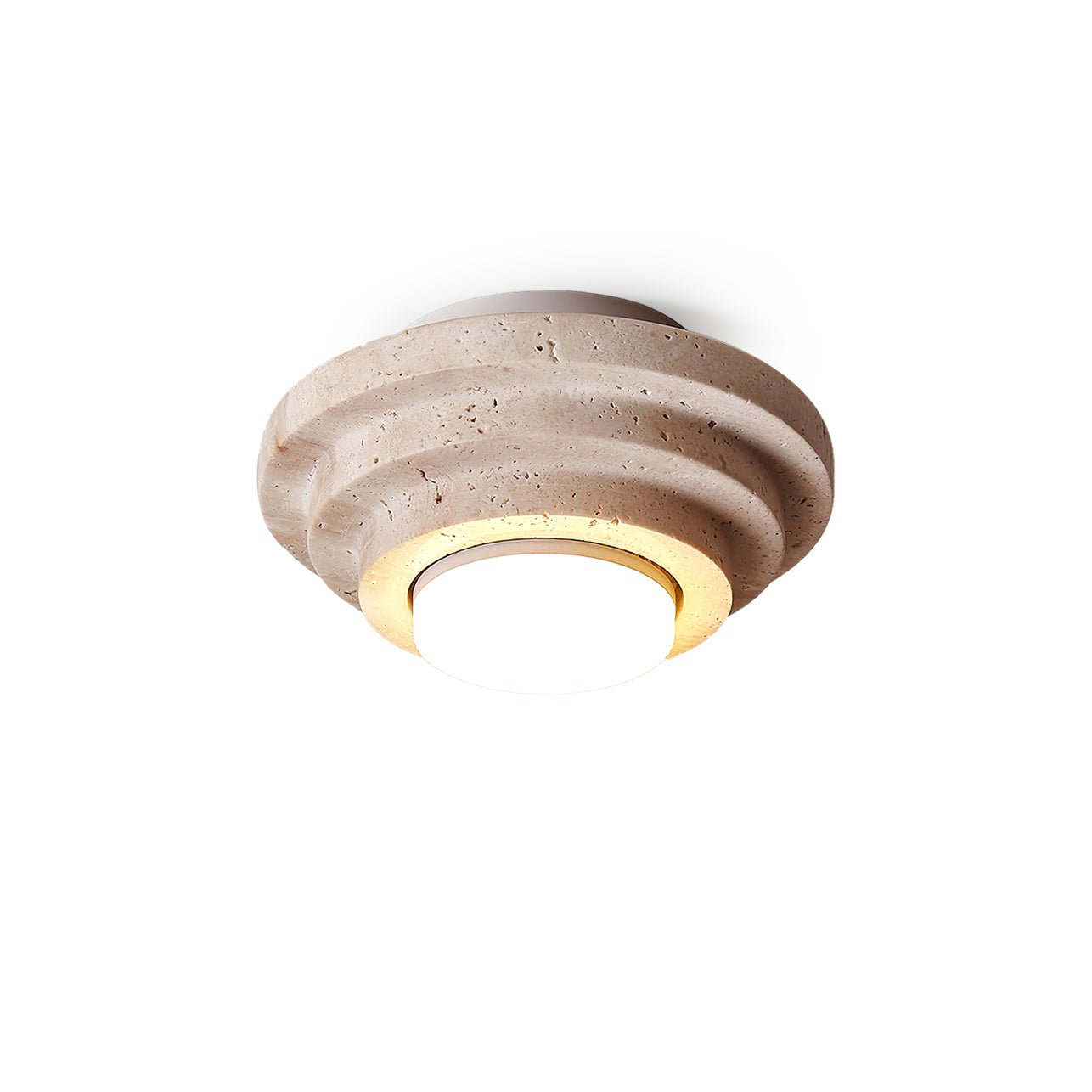 Zadoraris Tiered-Disc Travertine Ceiling Light-Neutral Decor