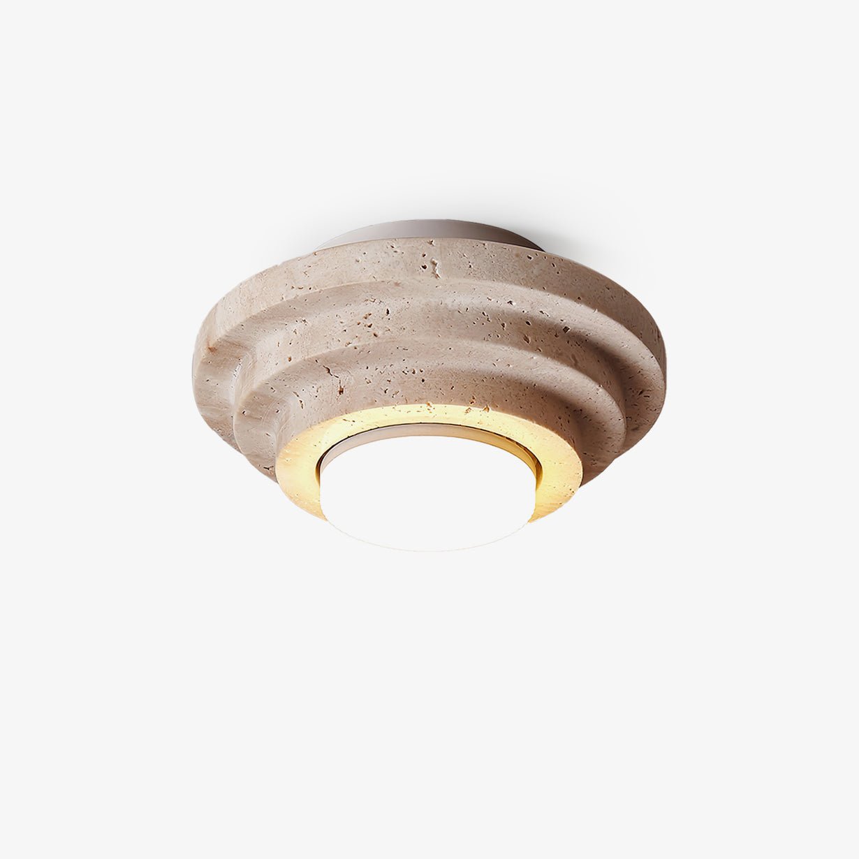 Zadoraris Tiered-Disc Travertine Ceiling Light-Neutral Decor