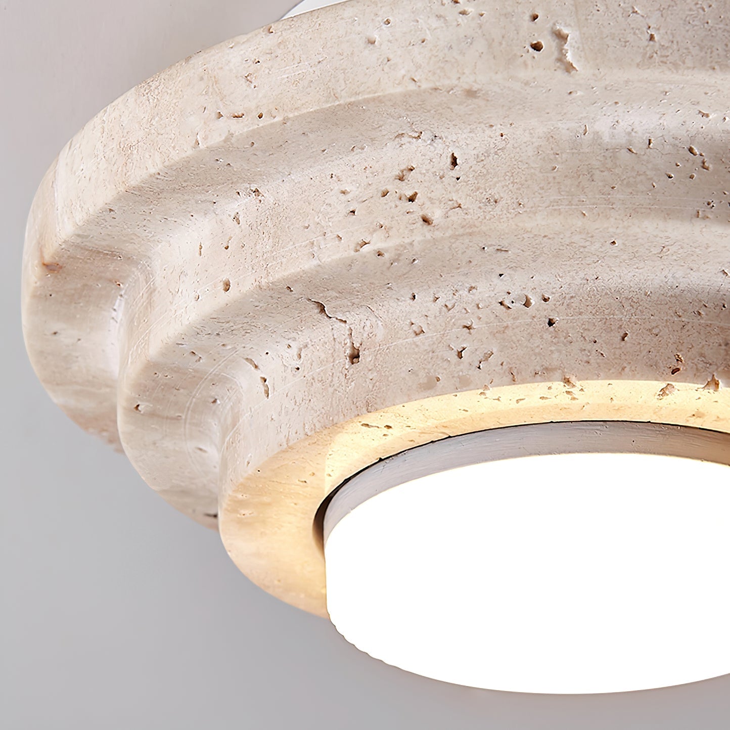 Zadoraris Tiered-Disc Travertine Ceiling Light-Neutral Decor