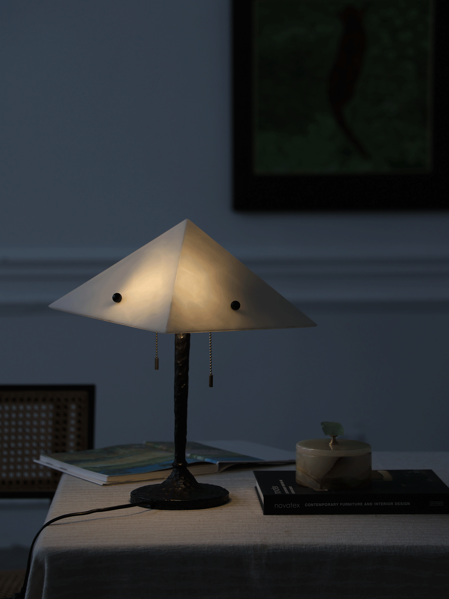 Apex Alabaster Prism Table Lamp-Neutral Decor
