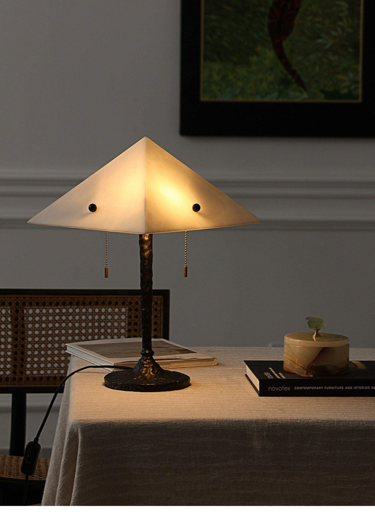 Apex Alabaster Prism Table Lamp-Neutral Decor