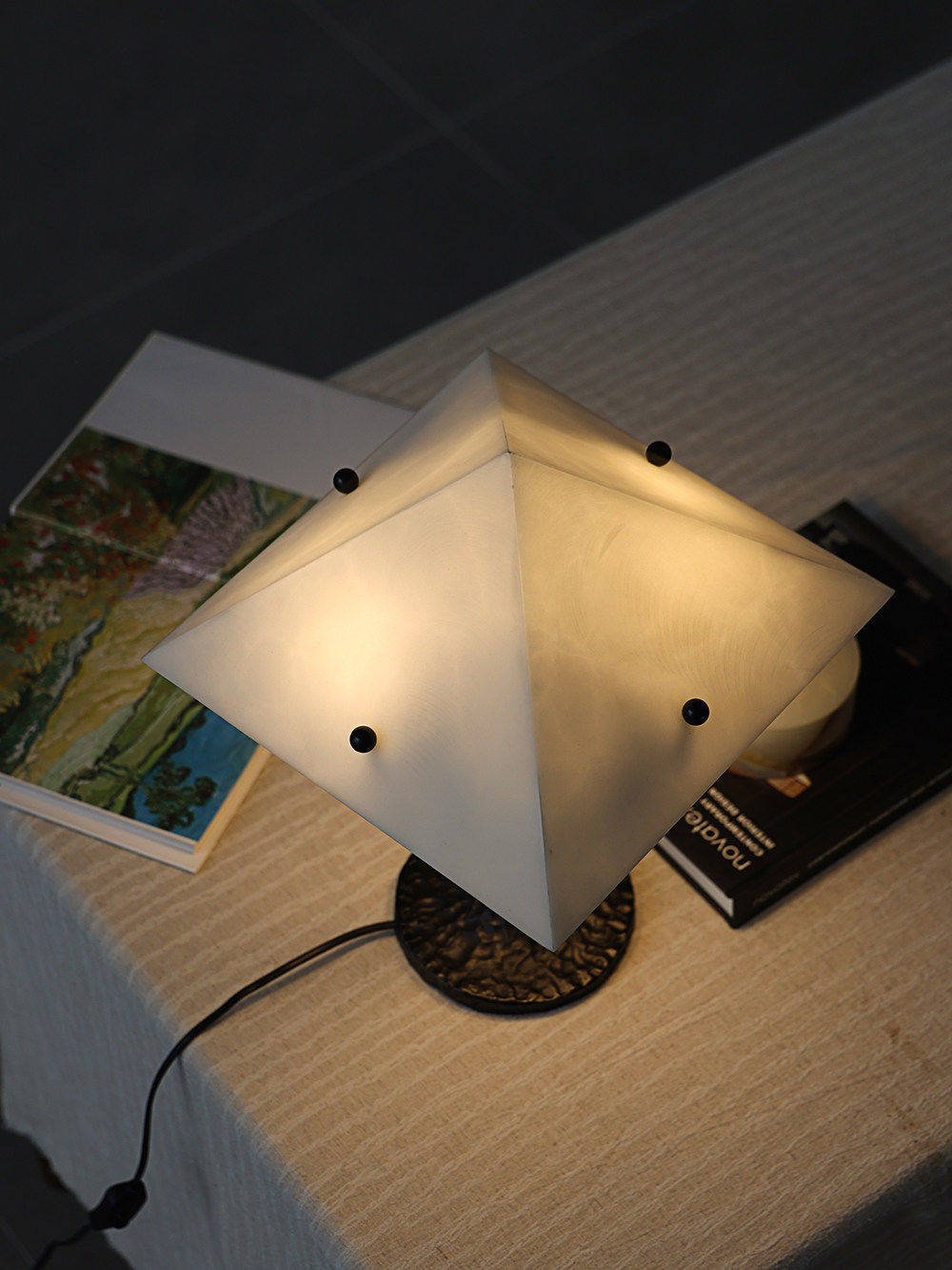 Apex Alabaster Prism Table Lamp-Neutral Decor