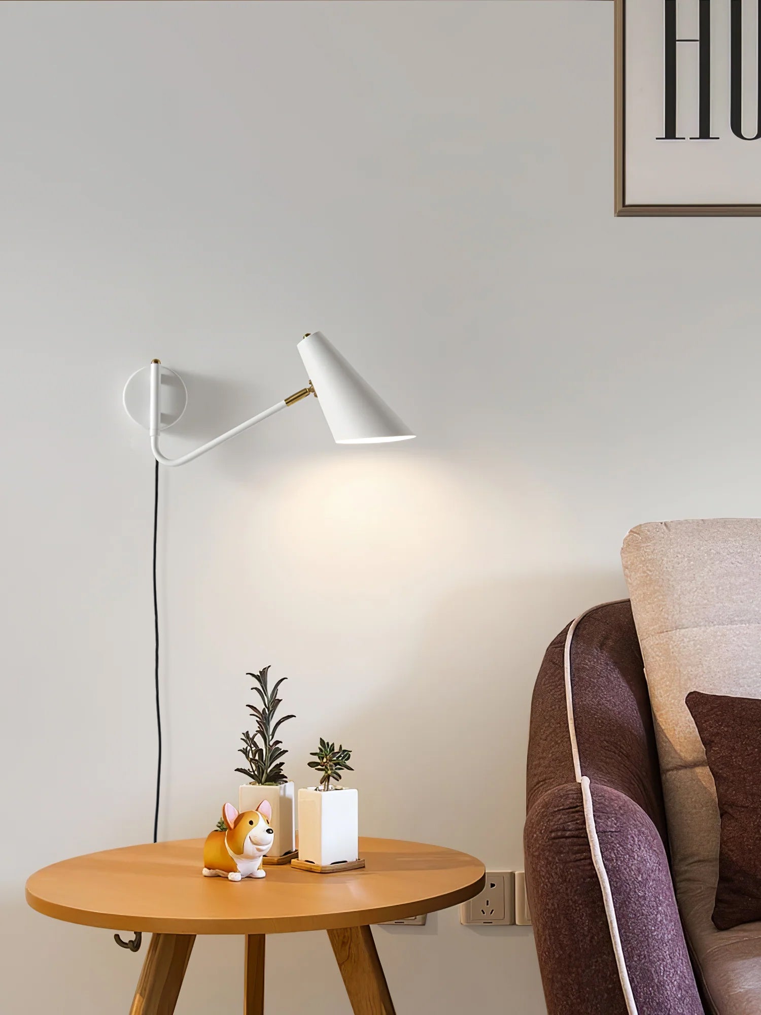 Canore Modern Minimalist Plug-in Sconce Wall lamp-Neutral Decor