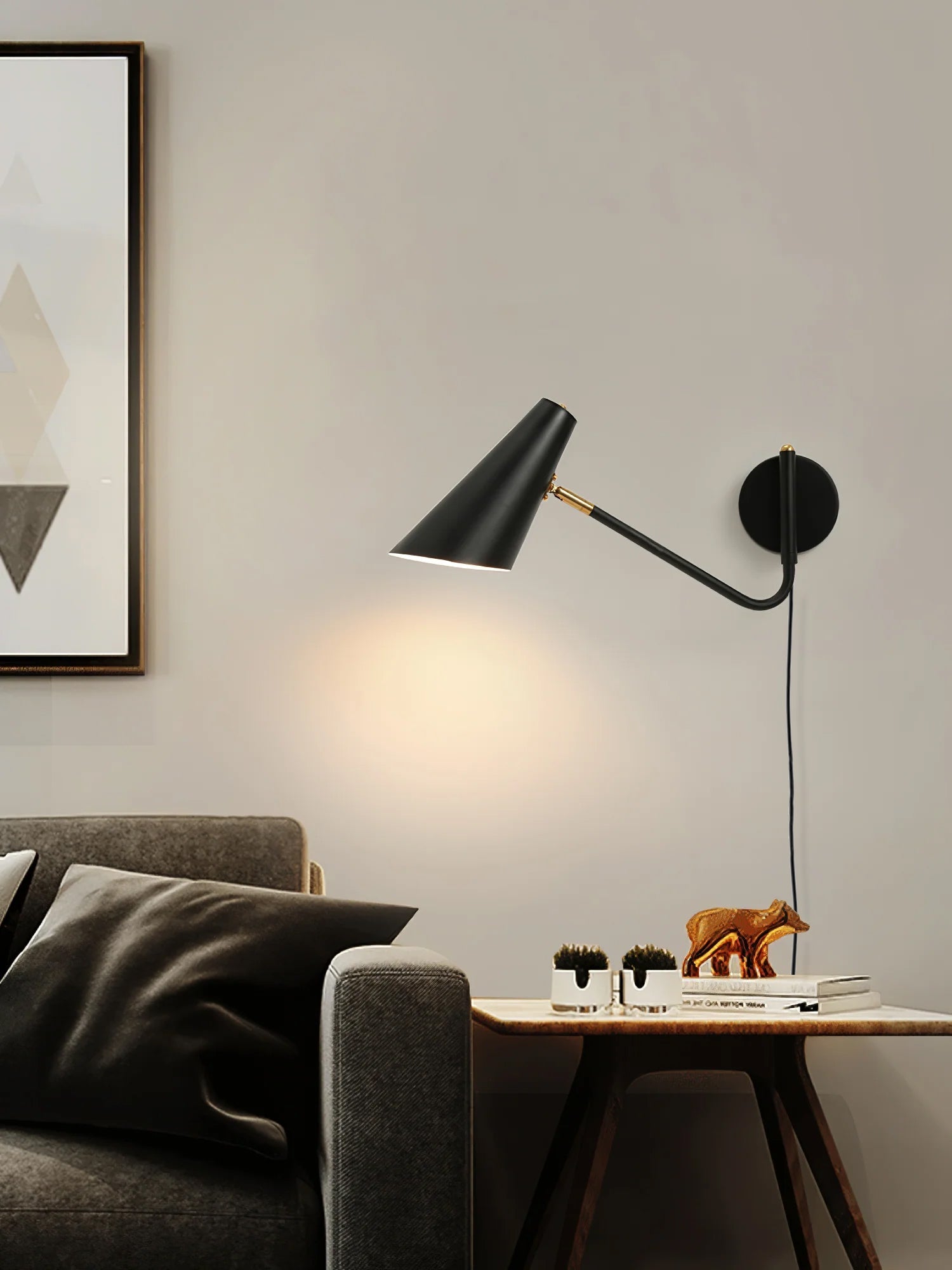 Canore Modern Minimalist Plug-in Sconce Wall lamp-Neutral Decor