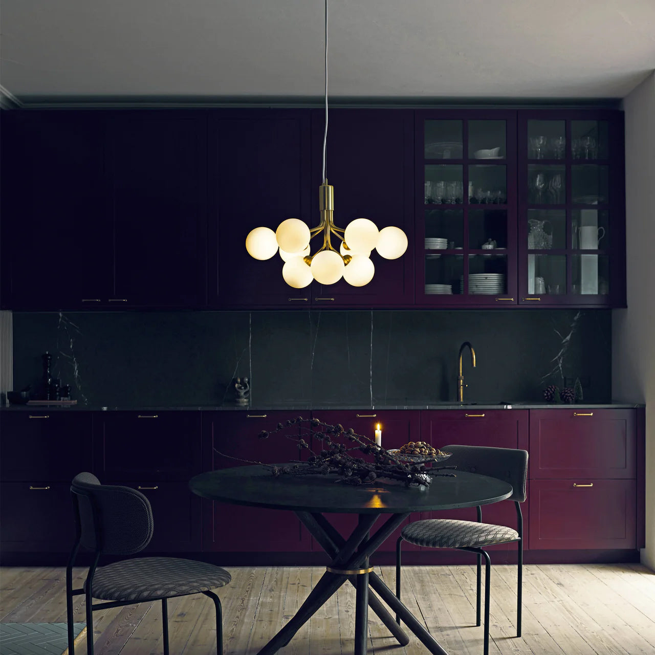 Socor Pendant Lamp Glass Globe Cluster Brass-Neutral Decor