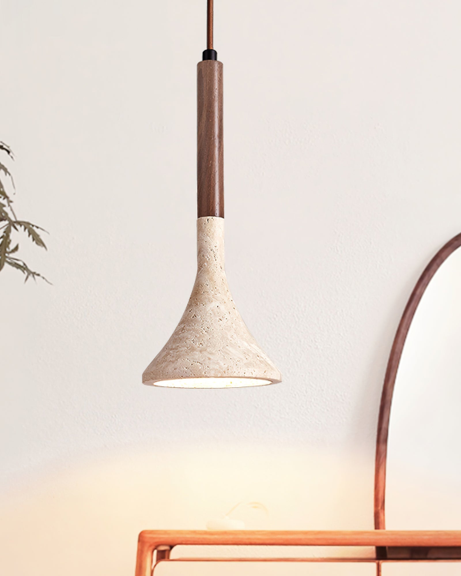 Avenq Minimalist Travertine Pendant Light-Neutral Decor