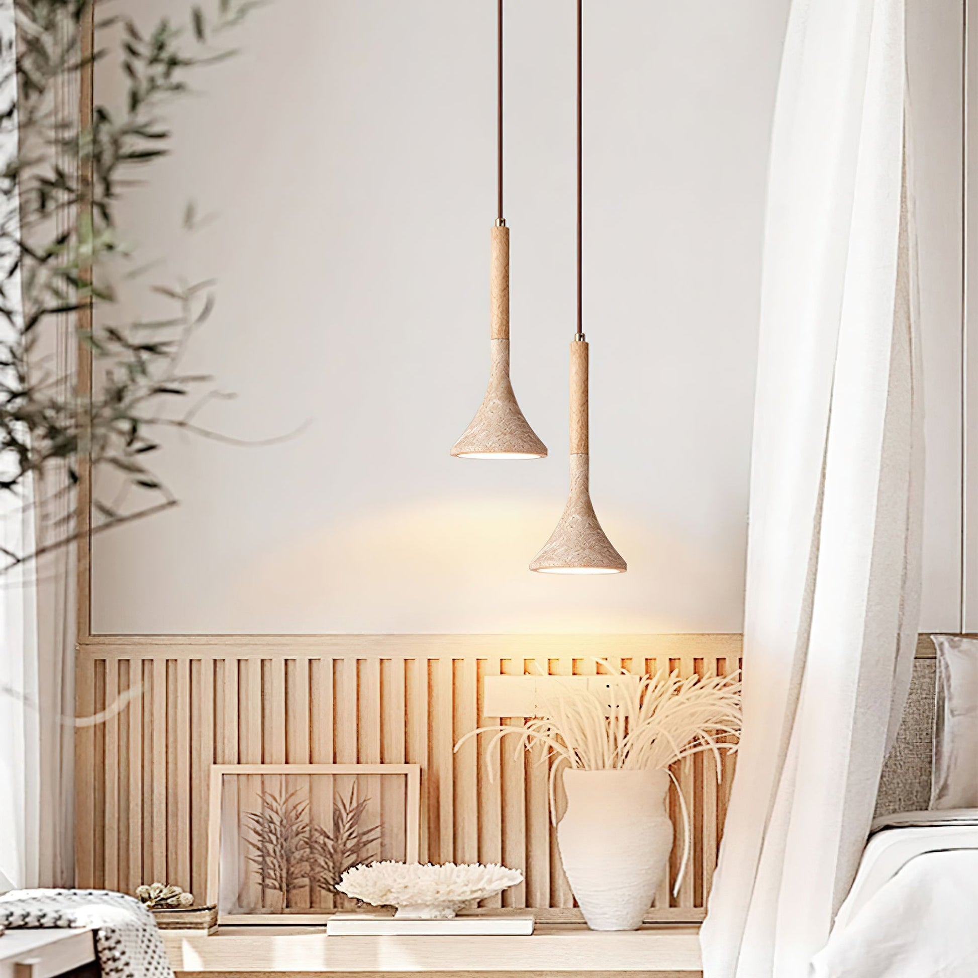Avenq Minimalist Travertine Pendant Light-Neutral Decor