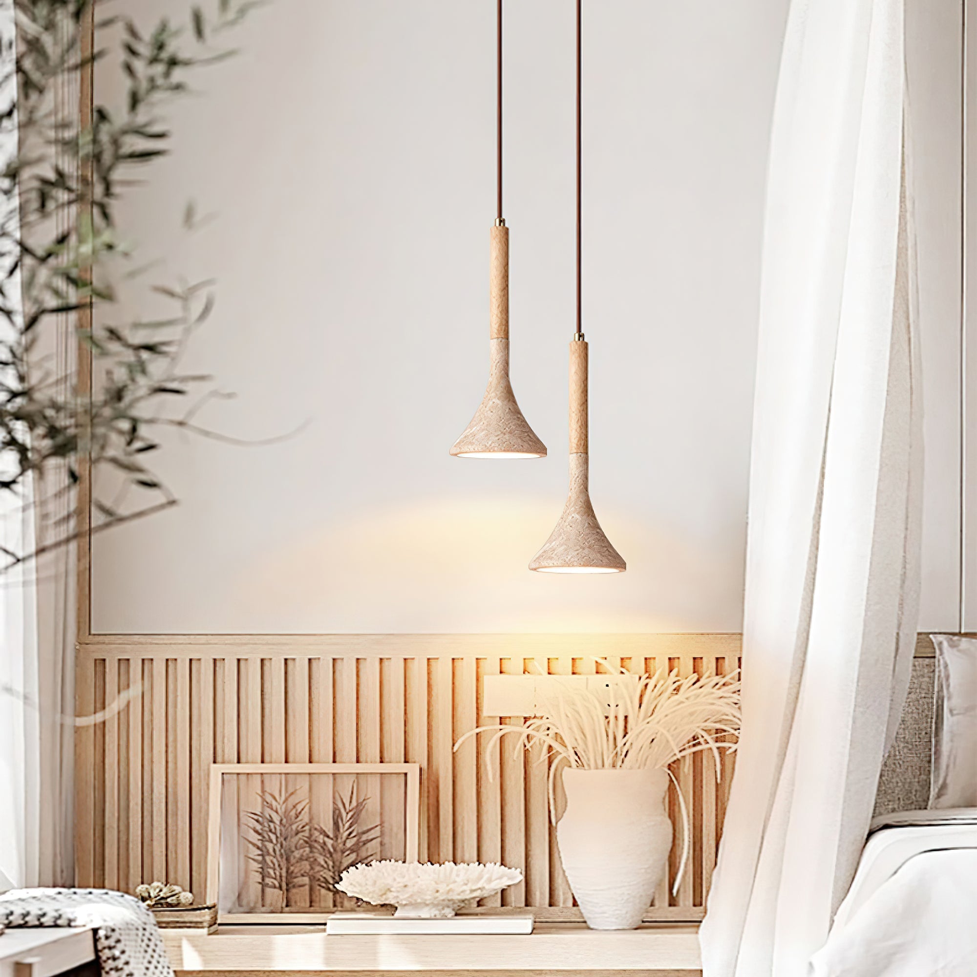 Avenq Minimalist Travertine Pendant Light-Neutral Decor