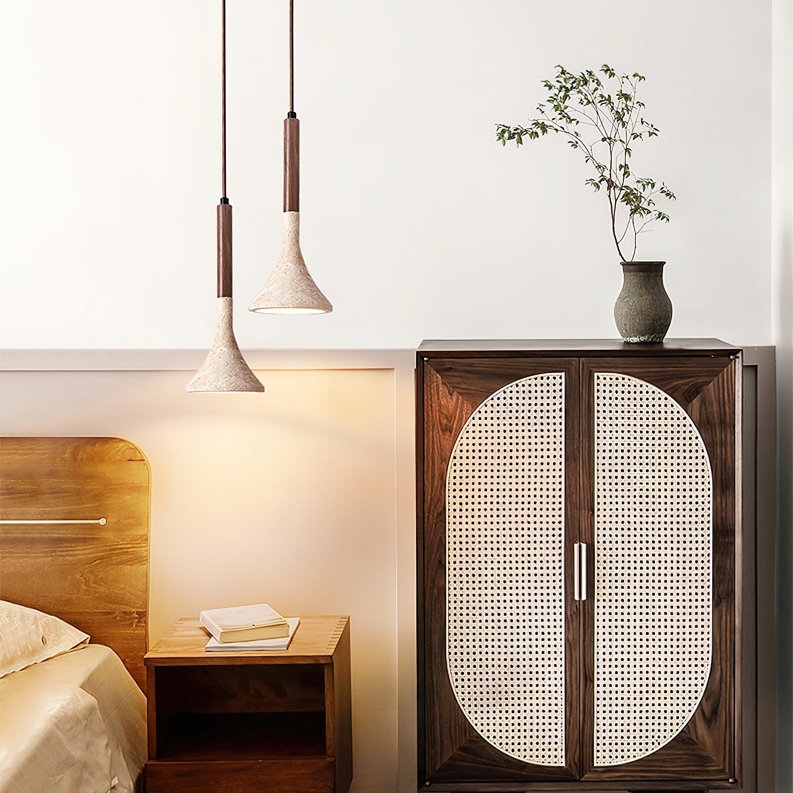 Avenq Minimalist Travertine Pendant Light-Neutral Decor