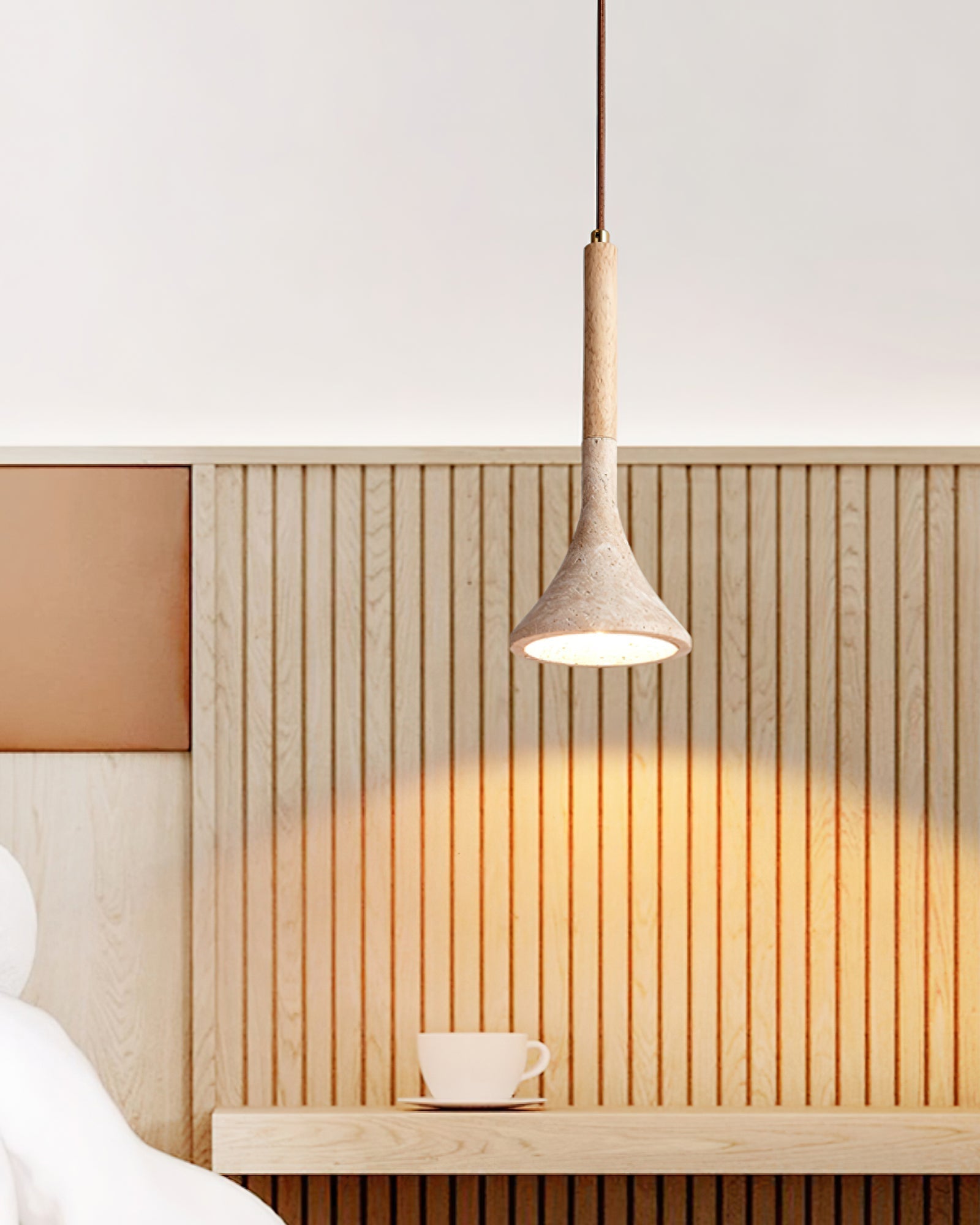 Avenq Minimalist Travertine Pendant Light-Neutral Decor
