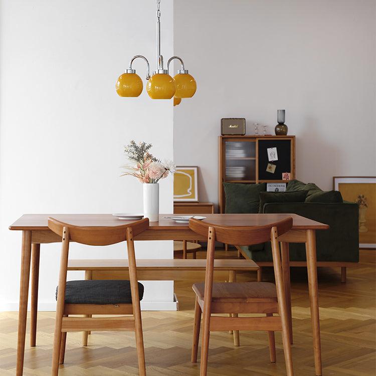 Lustra Chandelier Yellow Glass Globes-Neutral Decor