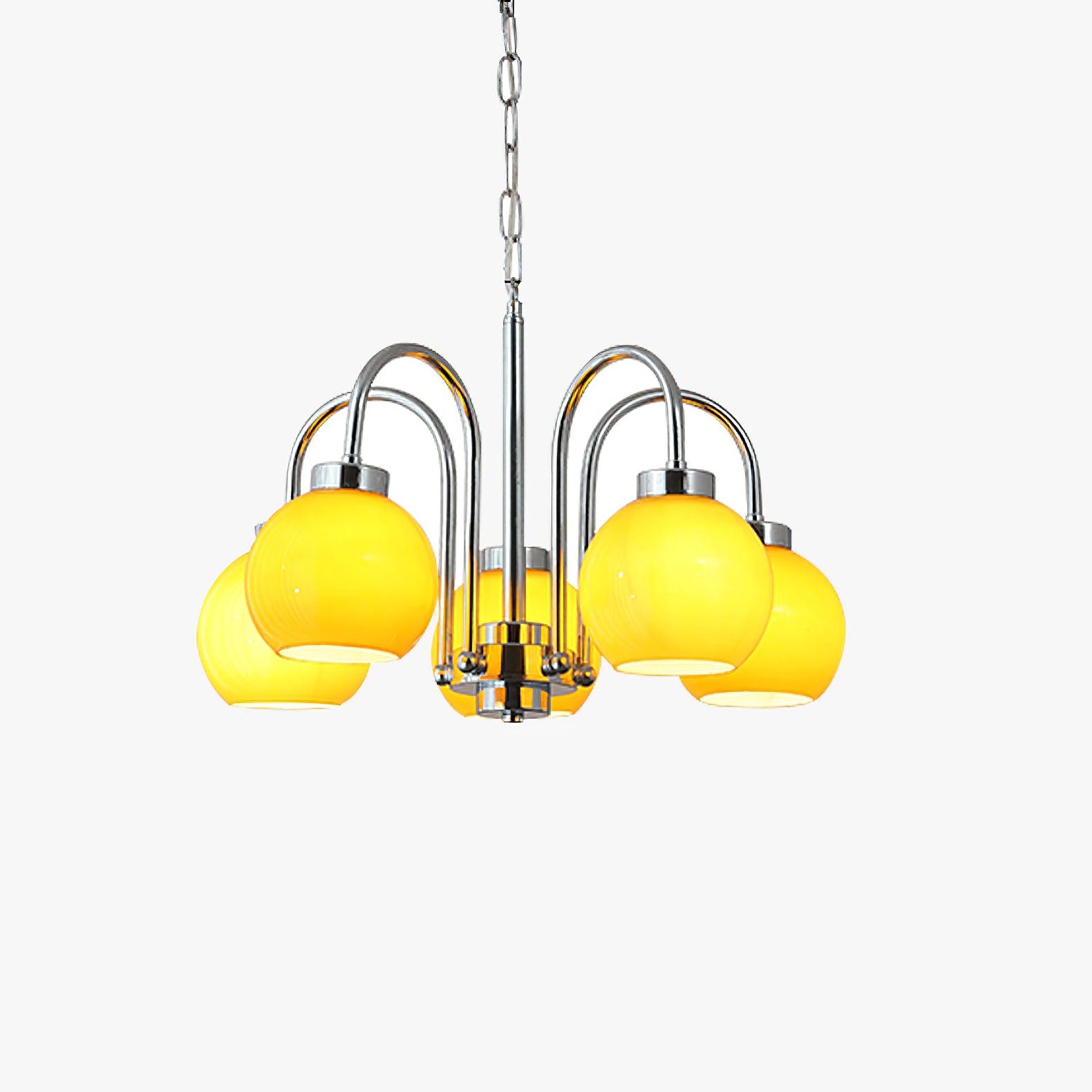 Lustra Chandelier Yellow Glass Globes-Neutral Decor