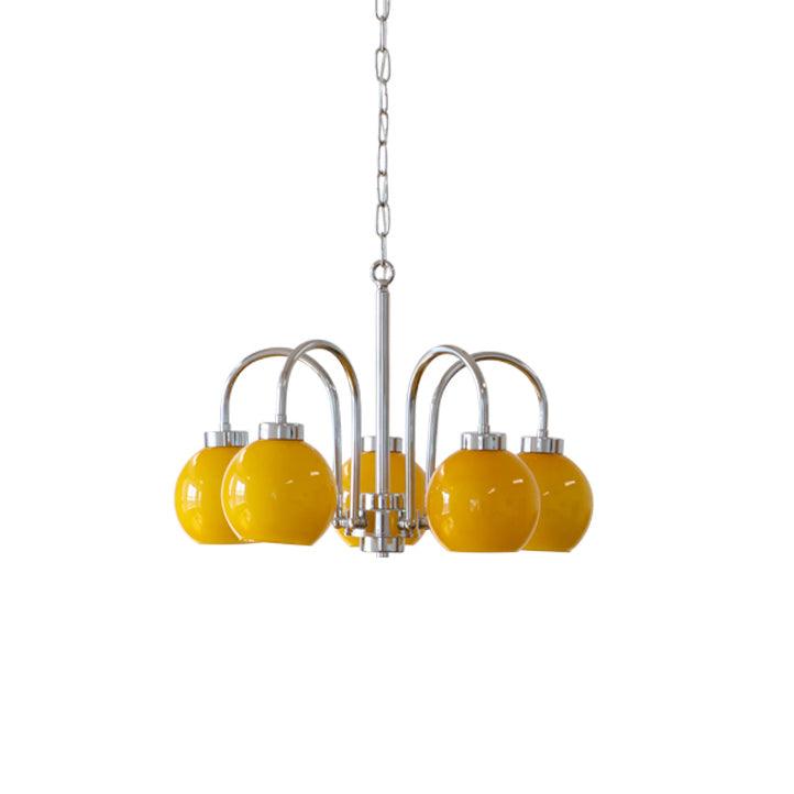 Lustra Chandelier Yellow Glass Globes-Neutral Decor