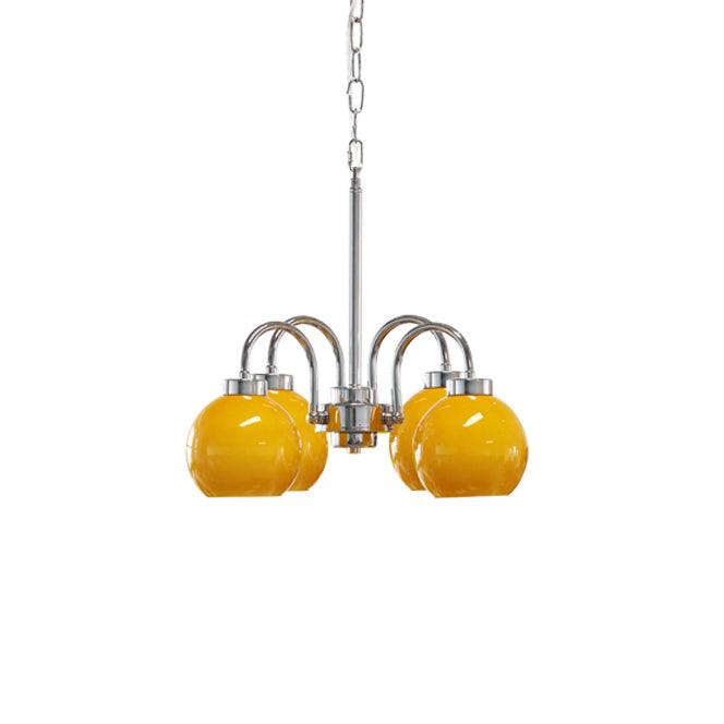 Lustra Chandelier Yellow Glass Globes-Neutral Decor
