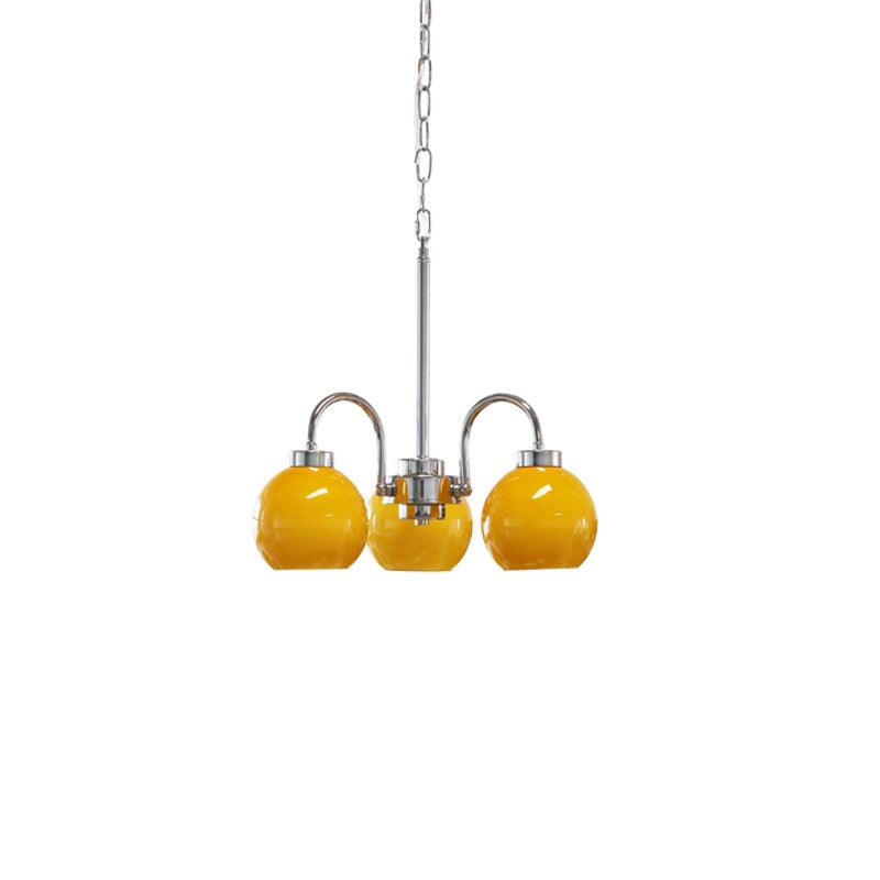 Lustra Chandelier Yellow Glass Globes-Neutral Decor