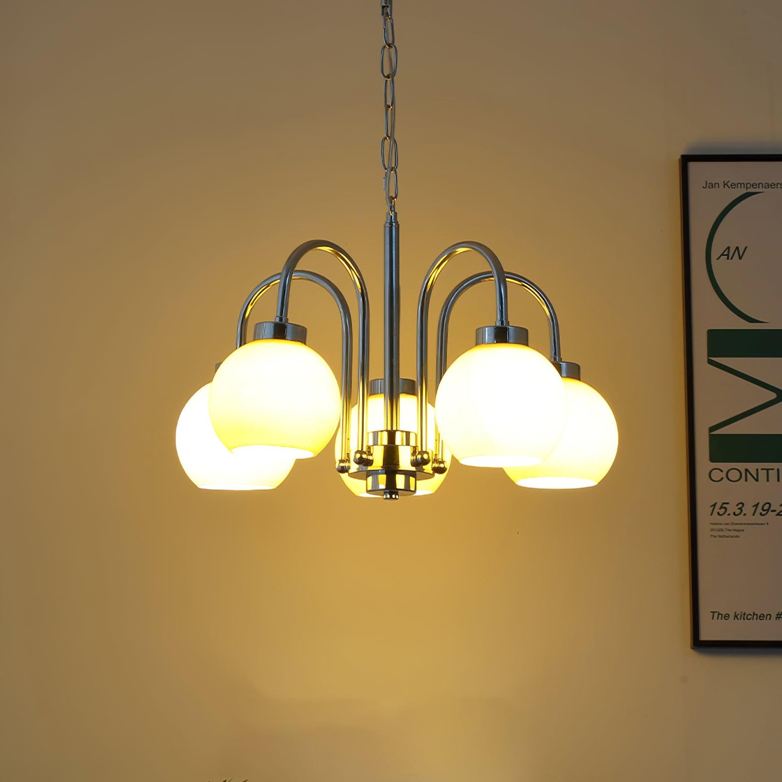 Lustra Chandelier Yellow Glass Globes-Neutral Decor