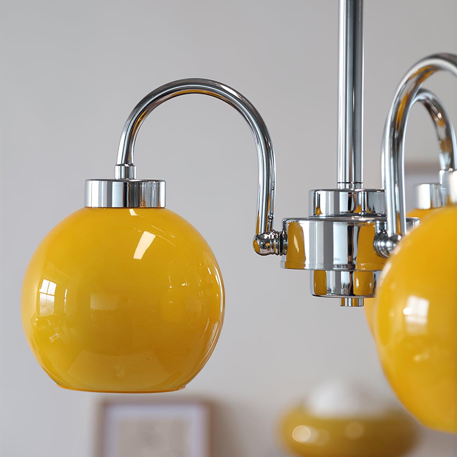 Lustra Chandelier Yellow Glass Globes-Neutral Decor