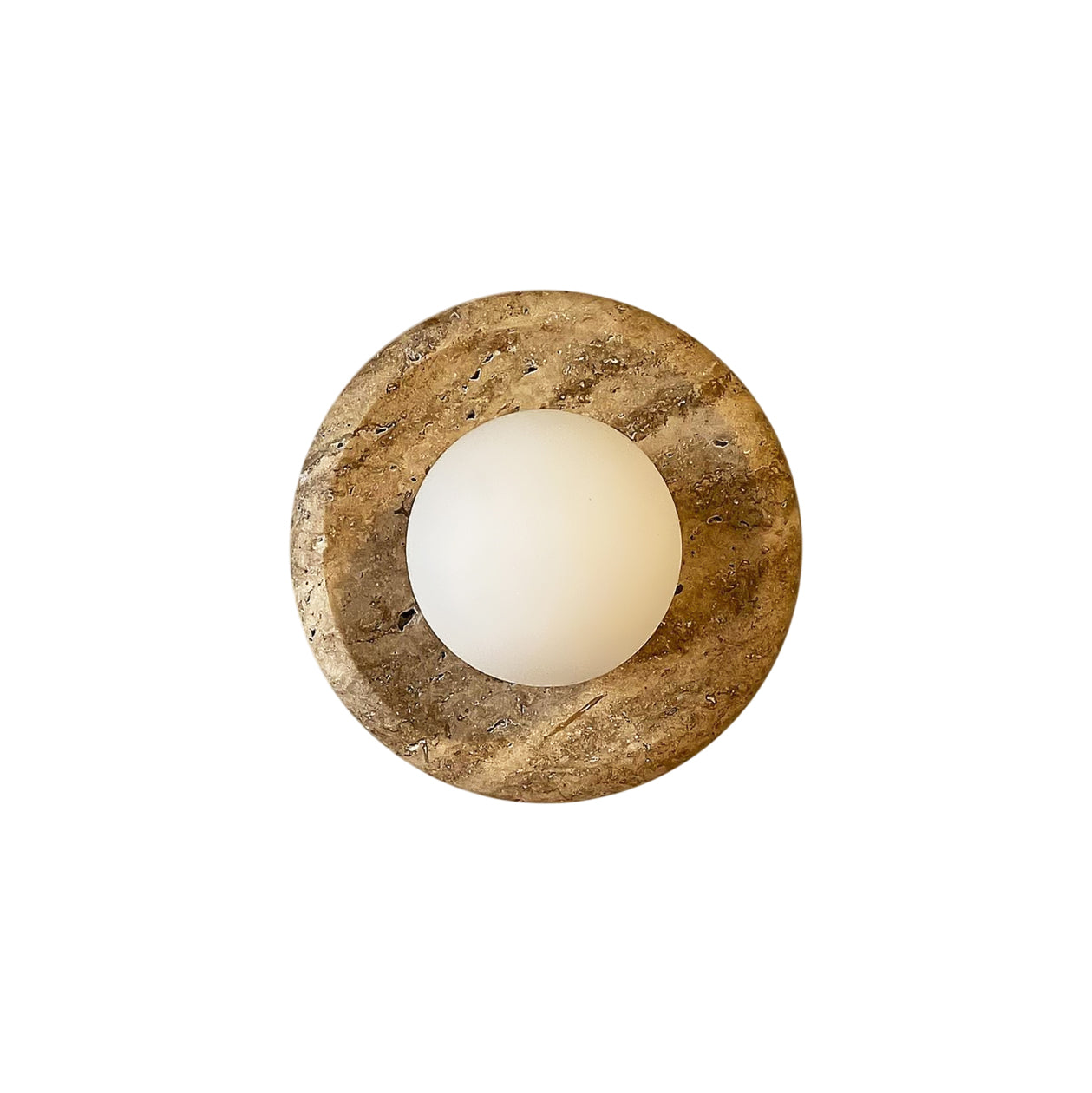 Apricity Travertine Wall Lamp in a beige finish against a neutral background.
