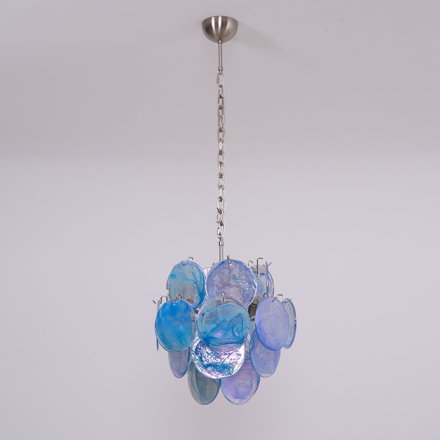 Eclion Chandelier Aqua Blue Murano Glass Disc Coastal-Neutral Decor