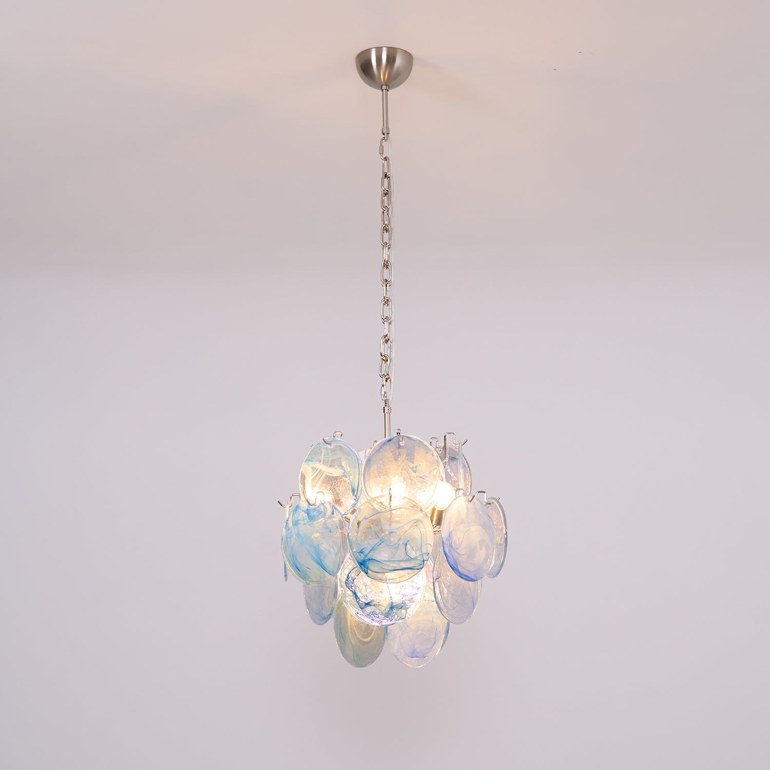 Eclion Chandelier Aqua Blue Murano Glass Disc Coastal-Neutral Decor