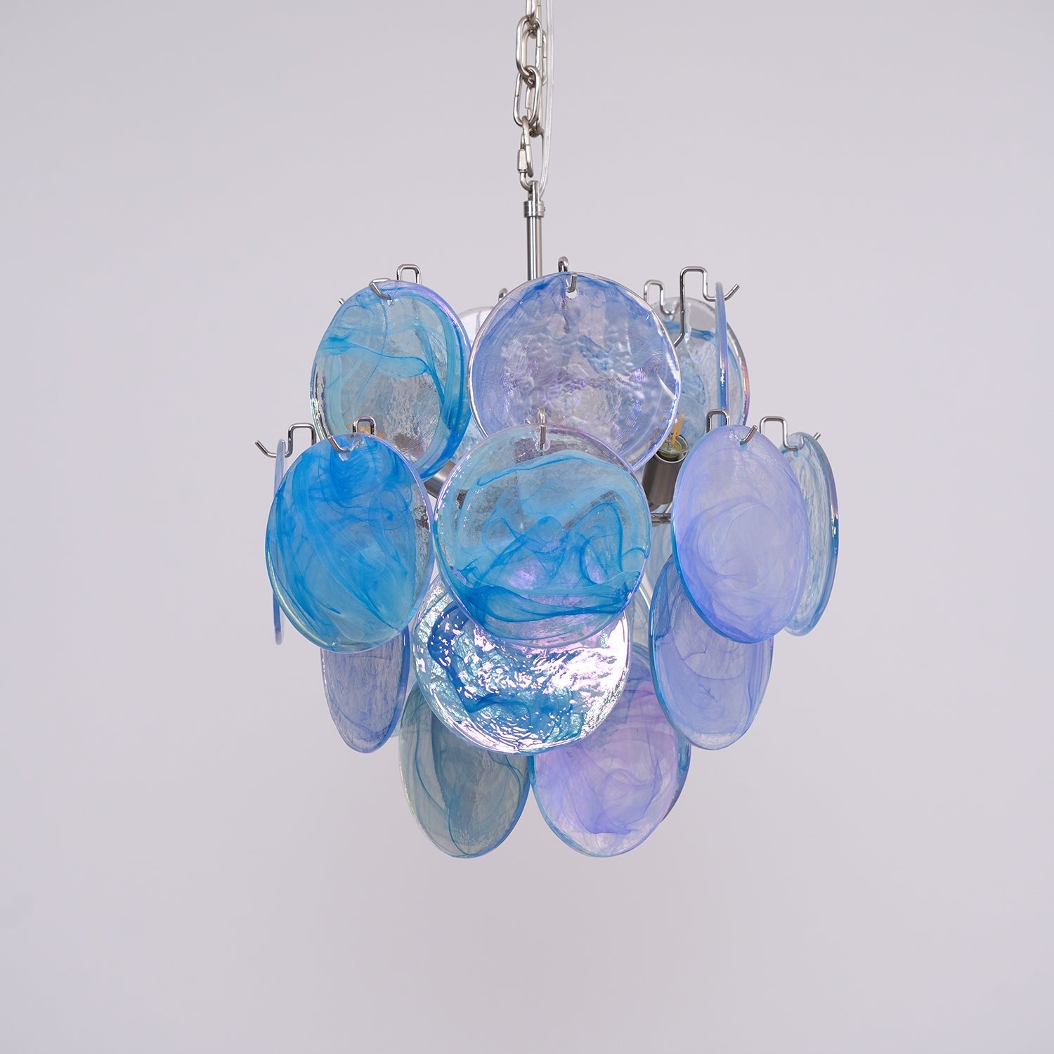 Eclion Chandelier Aqua Blue Murano Glass Disc Coastal-Neutral Decor