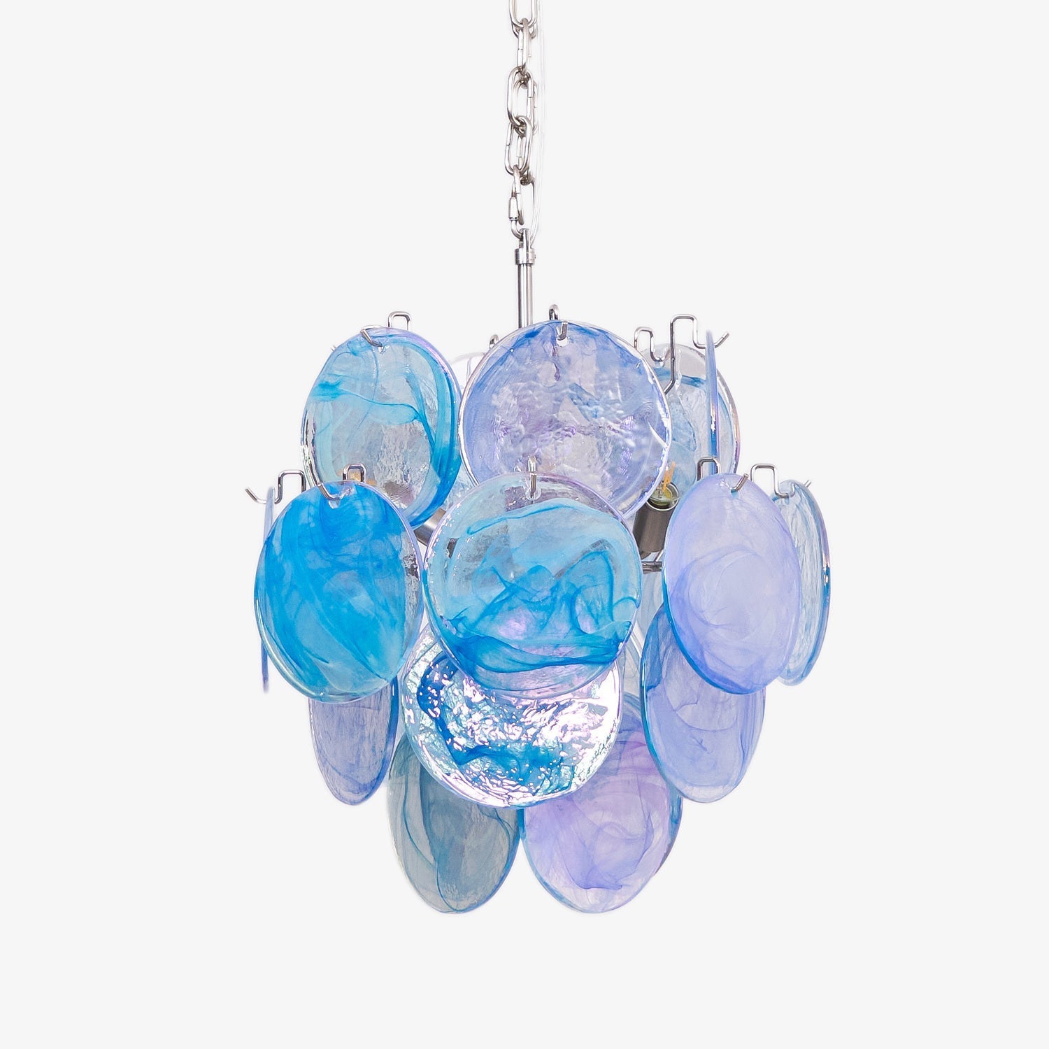 Eclion Chandelier Aqua Blue Murano Glass Disc Coastal-Neutral Decor