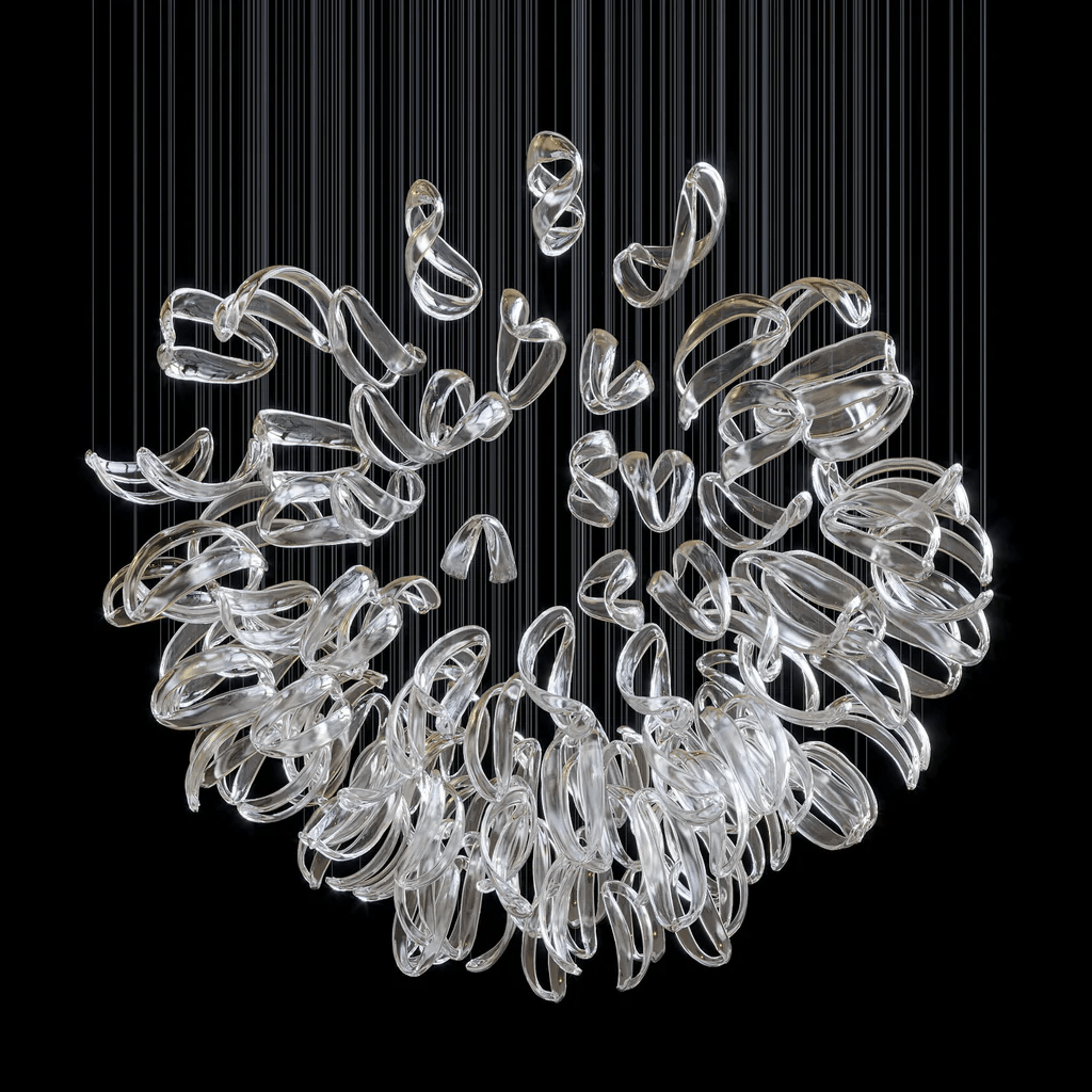 Aqua Ripple Glass Art Customize Chandelier-Neutral Decor