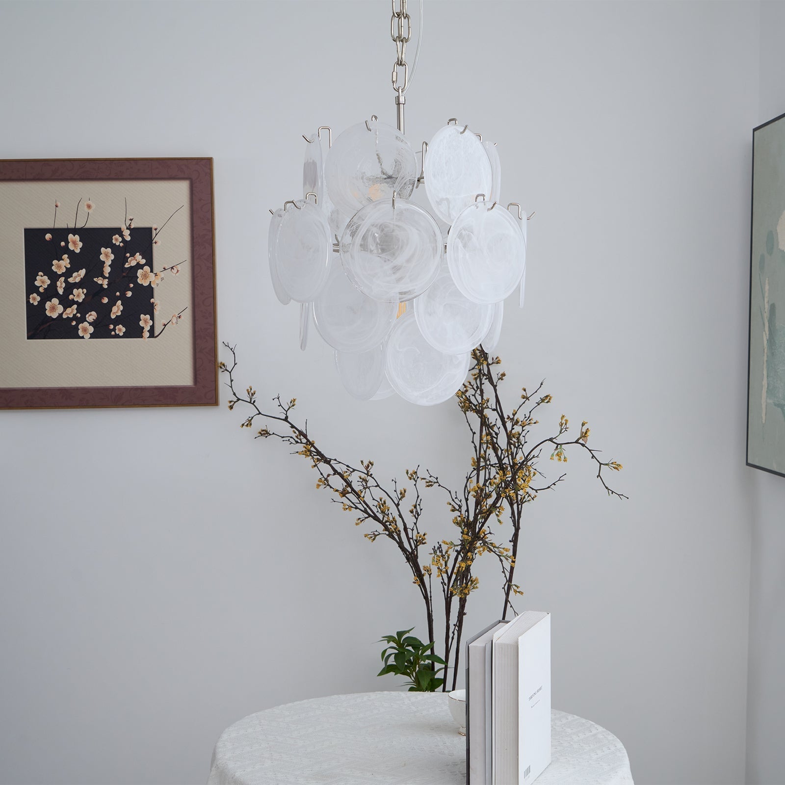 Aurora Chandelier Apricot Murano Glass Disc Layered Artistic-Neutral Decor
