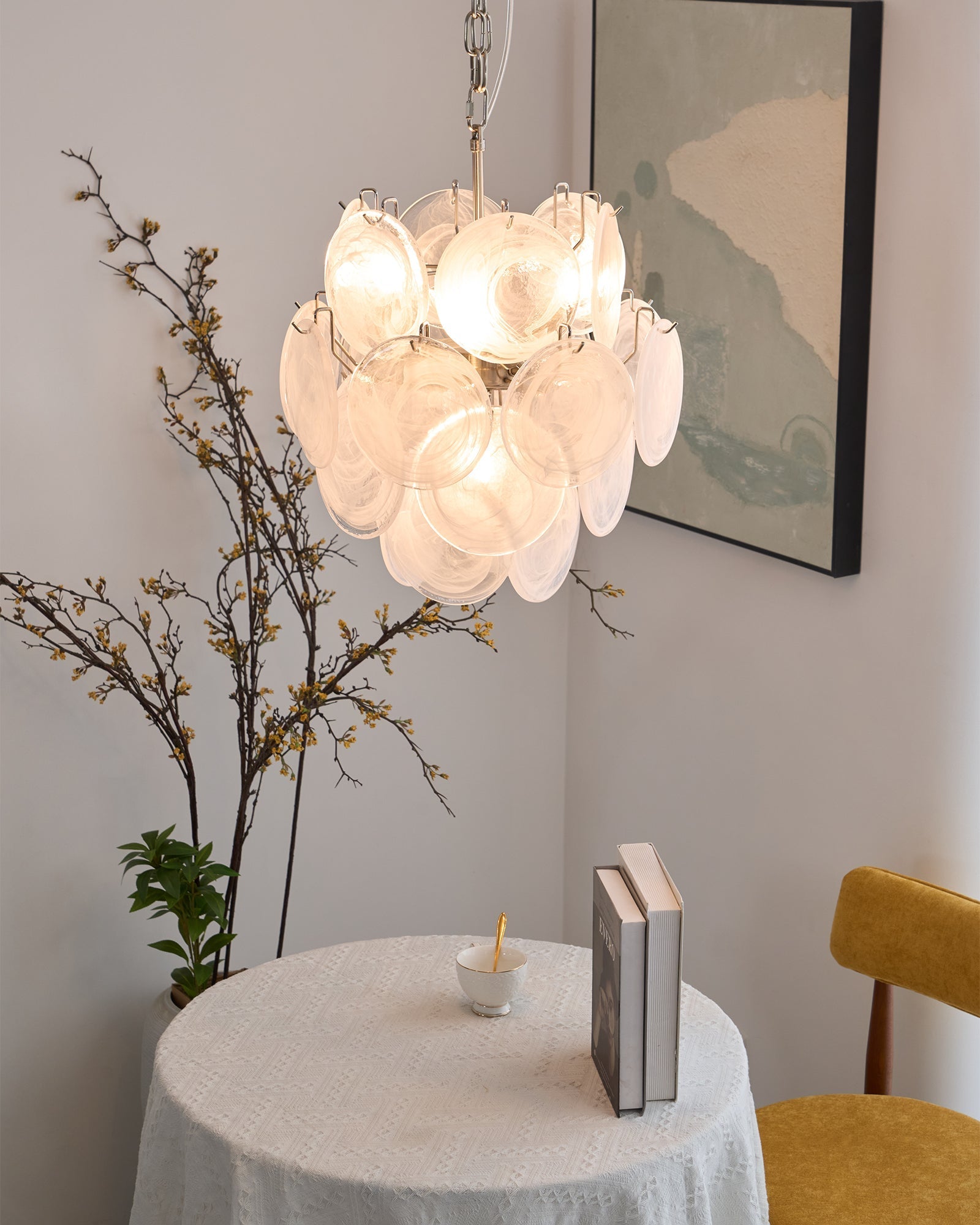 Aurora Chandelier Apricot Murano Glass Disc Layered Artistic-Neutral Decor