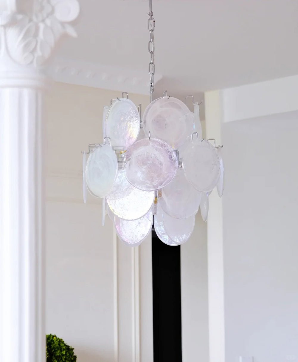Aurora Chandelier Apricot Murano Glass Disc Layered Artistic-Neutral Decor