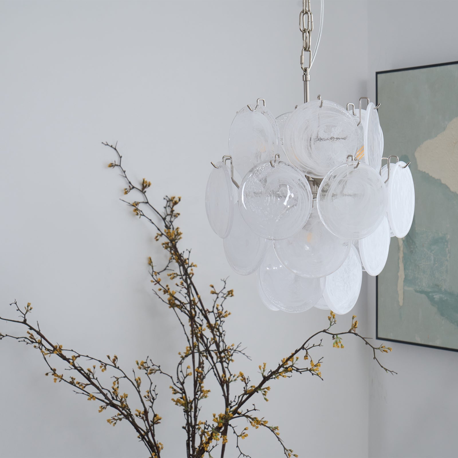 Aurora Chandelier Apricot Murano Glass Disc Layered Artistic-Neutral Decor