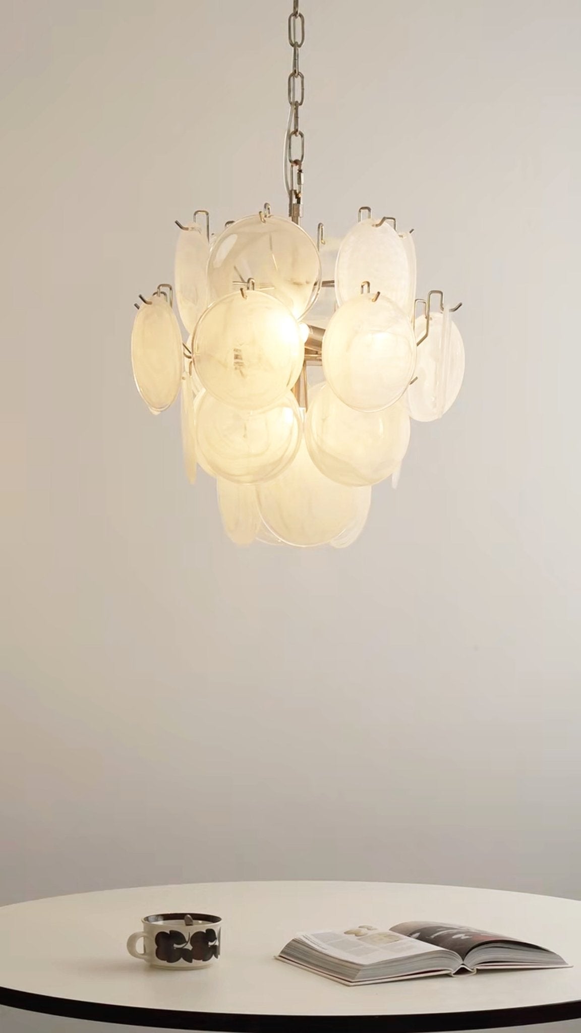 Aurora Chandelier Apricot Murano Glass Disc Layered Artistic-Neutral Decor