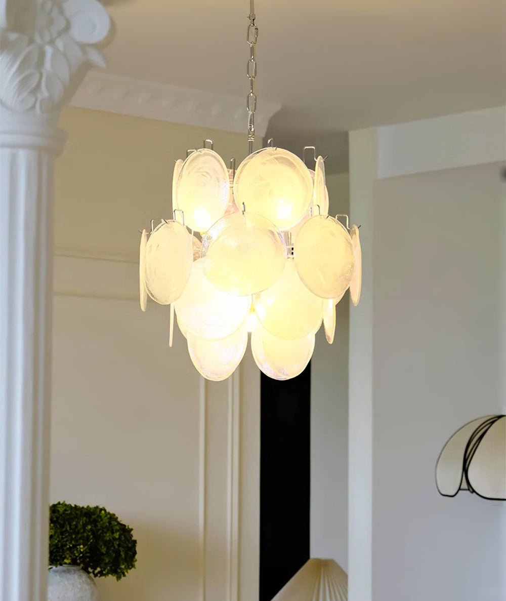 Aurora Chandelier Apricot Murano Glass Disc Layered Artistic-Neutral Decor