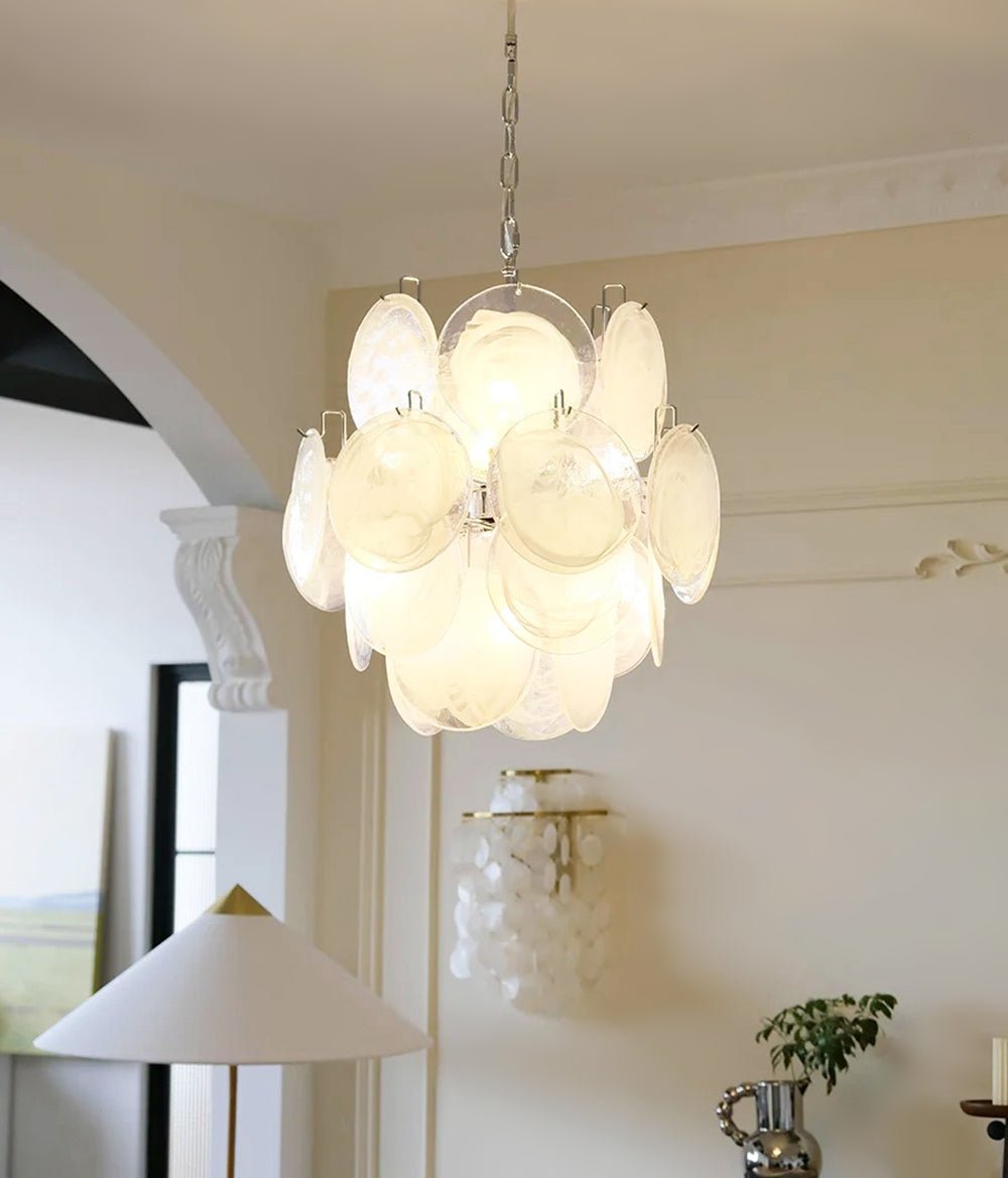 Aurora Chandelier Apricot Murano Glass Disc Layered Artistic-Neutral Decor