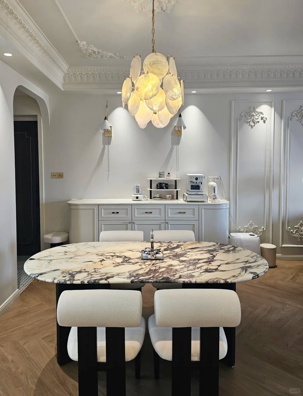 Aurora Chandelier Apricot Murano Glass Disc Layered Artistic-Neutral Decor