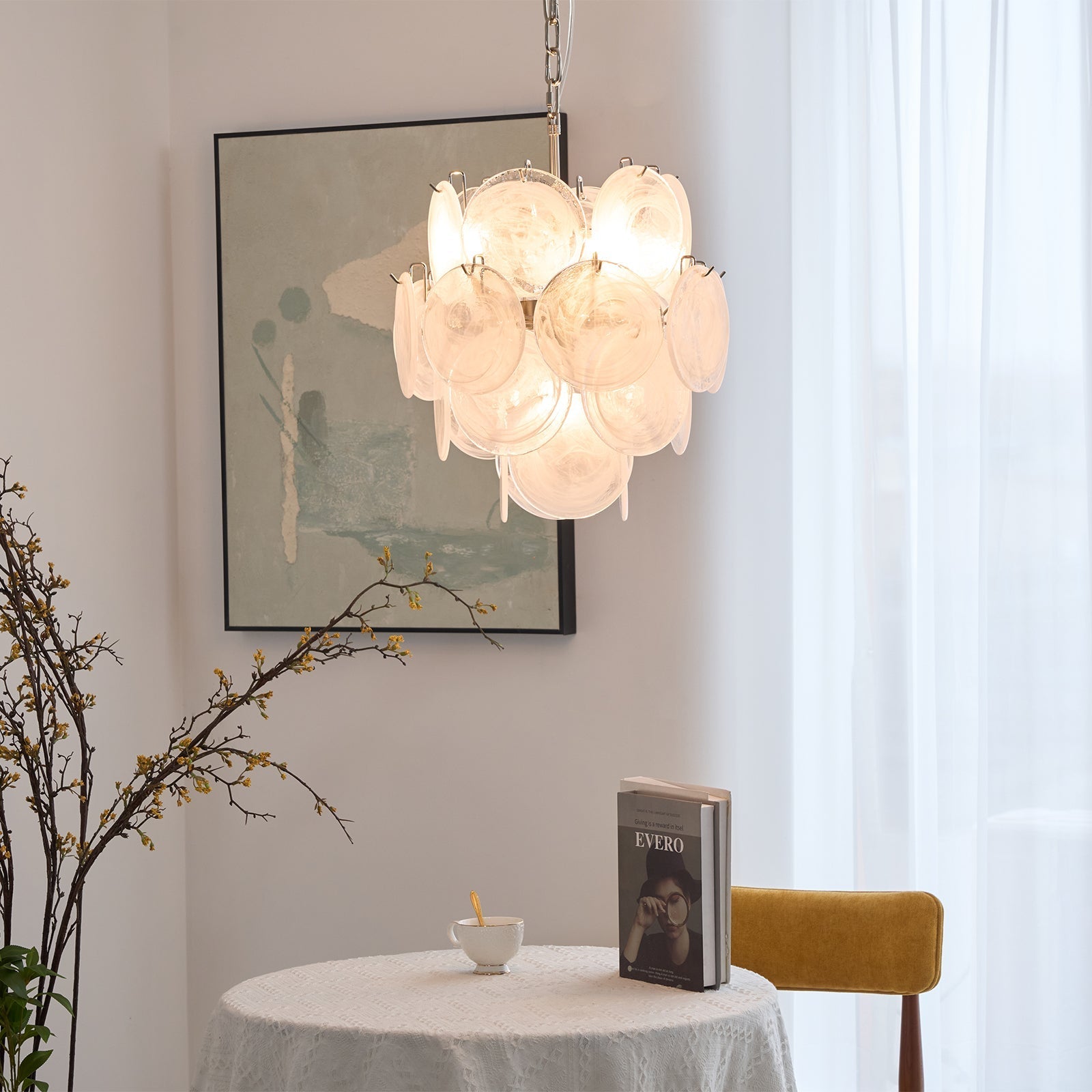 Aurora Chandelier Apricot Murano Glass Disc Layered Artistic-Neutral Decor
