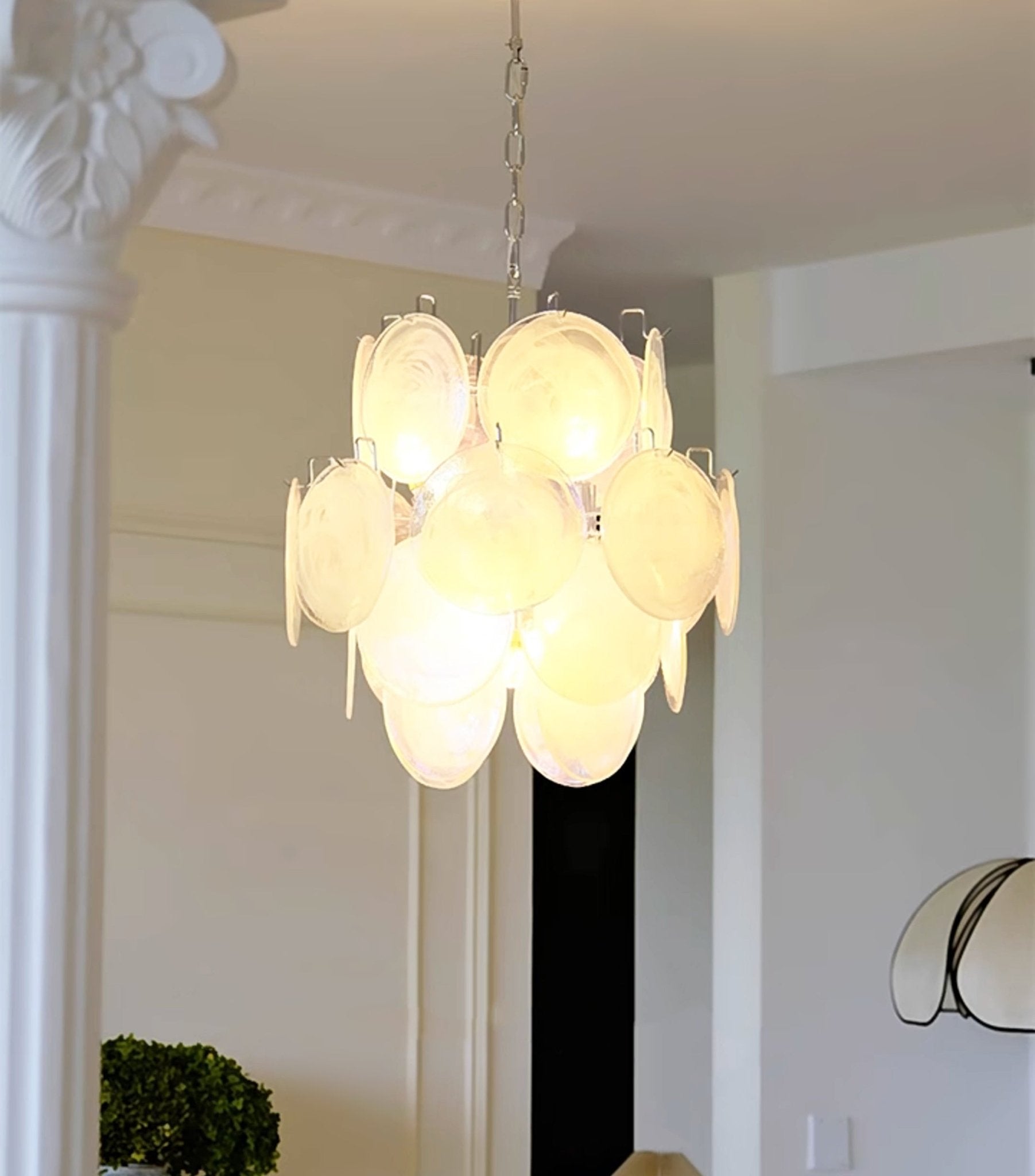 Aurora Chandelier Apricot Murano Glass Disc Layered Artistic-Neutral Decor