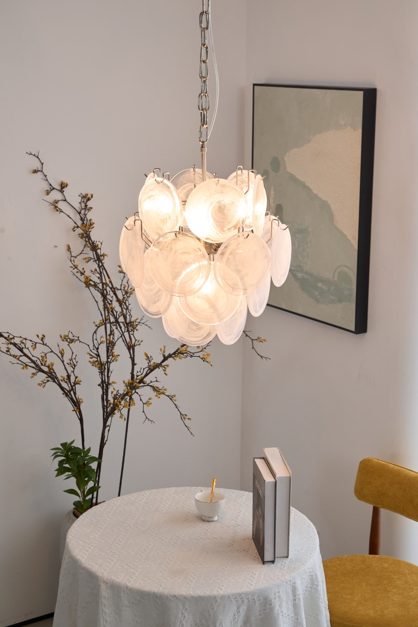 Aurora Chandelier Apricot Murano Glass Disc Layered Artistic-Neutral Decor
