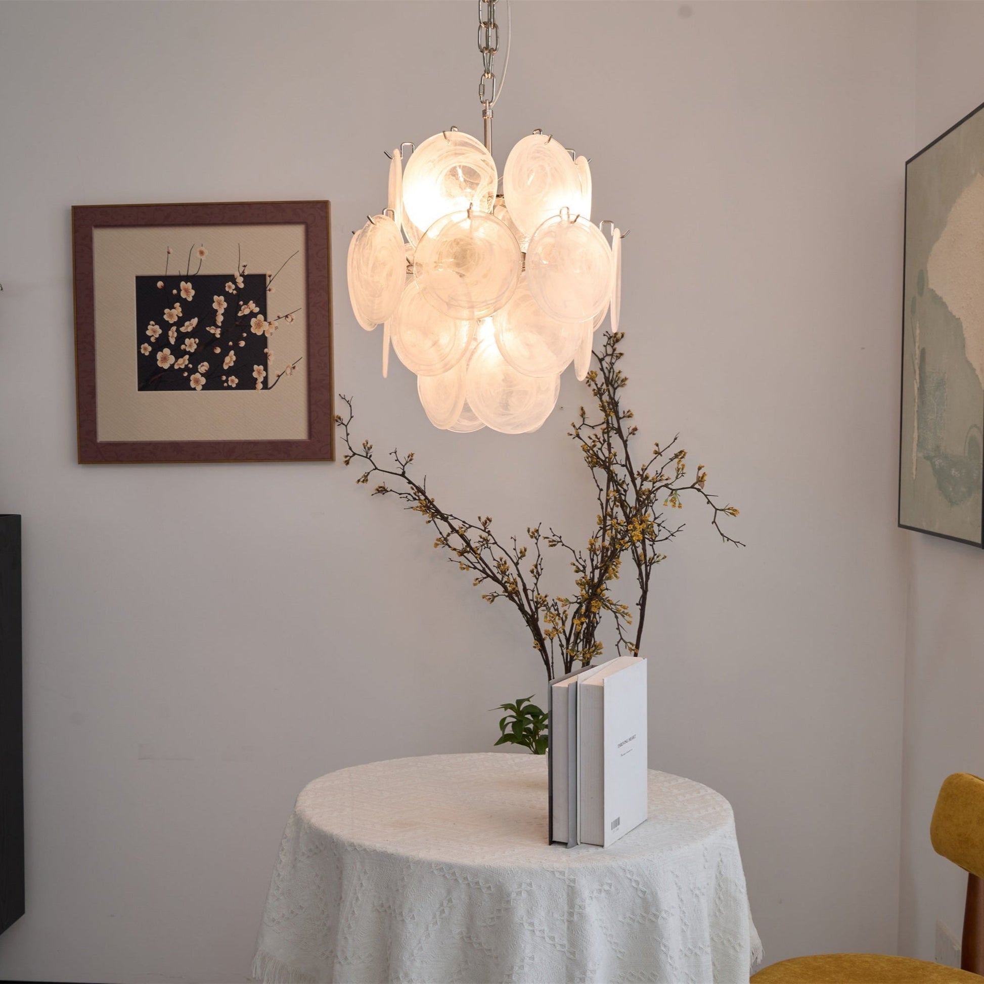 Aurora Chandelier Apricot Murano Glass Disc Layered Artistic-Neutral Decor