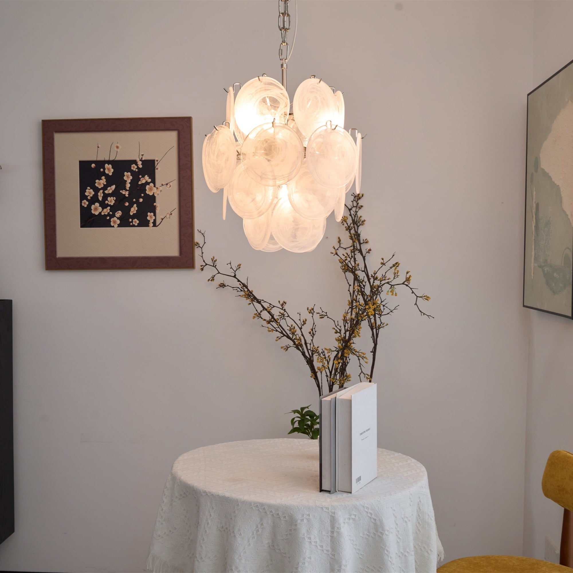 Aurora Chandelier Apricot Murano Glass Disc Layered Artistic-Neutral Decor