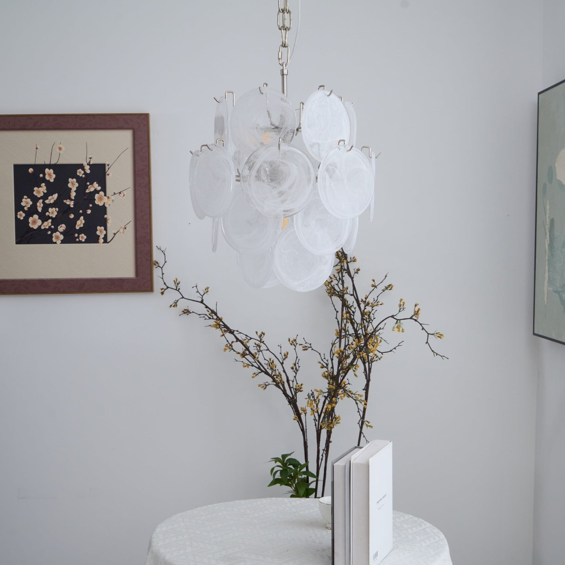 Aurora Chandelier Apricot Murano Glass Disc Layered Artistic-Neutral Decor