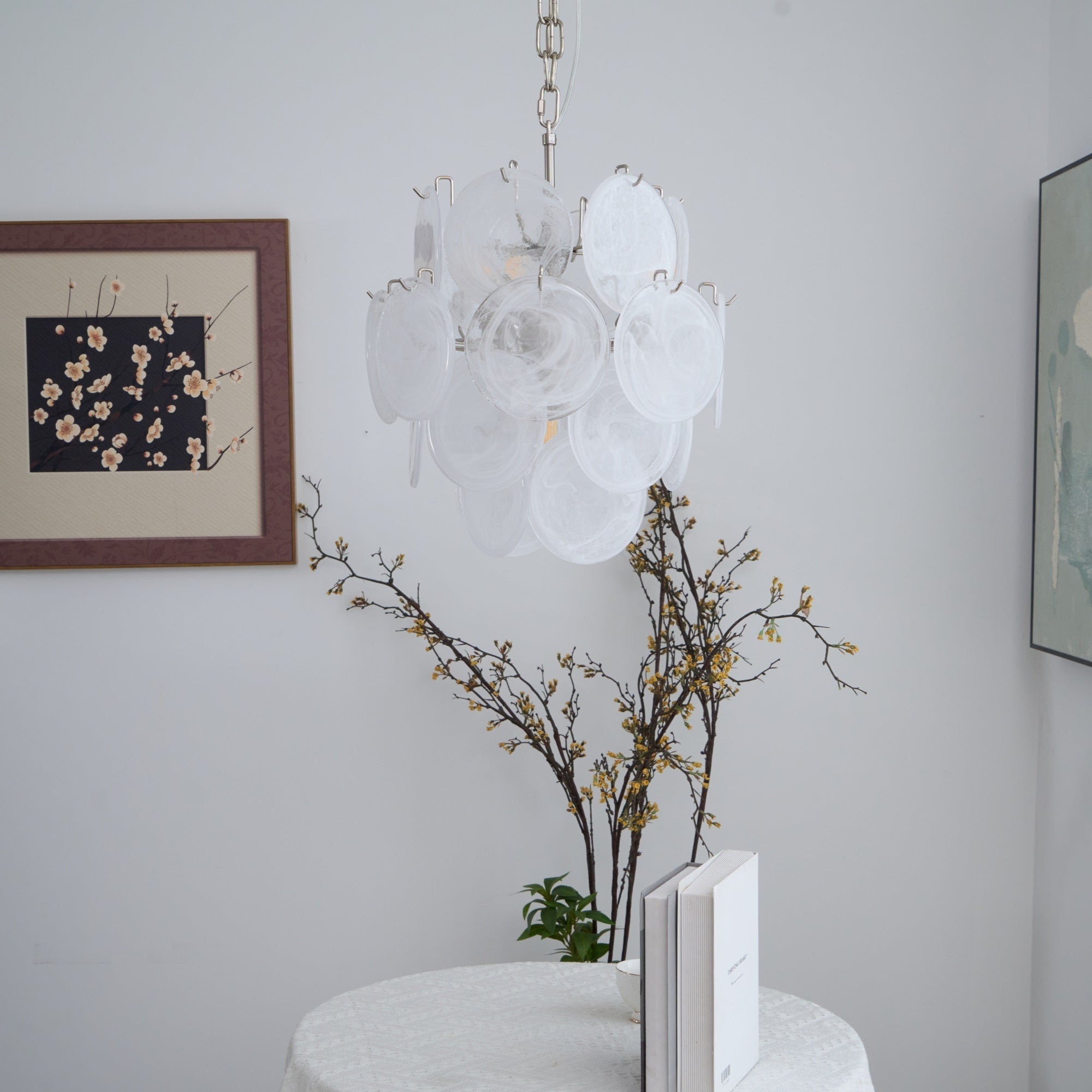 Aurora Chandelier Apricot Murano Glass Disc Layered Artistic-Neutral Decor