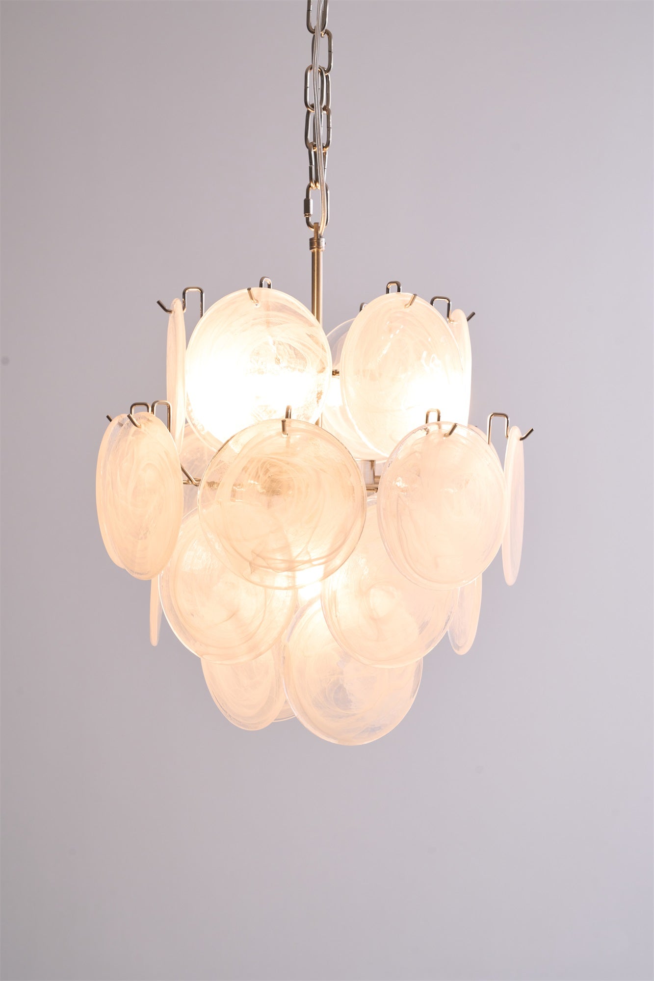 Aurora Chandelier Apricot Murano Glass Disc Layered Artistic-Neutral Decor