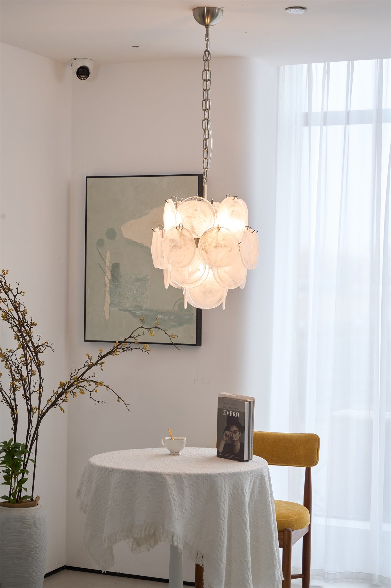 Aurora Chandelier Apricot Murano Glass Disc Layered Artistic-Neutral Decor