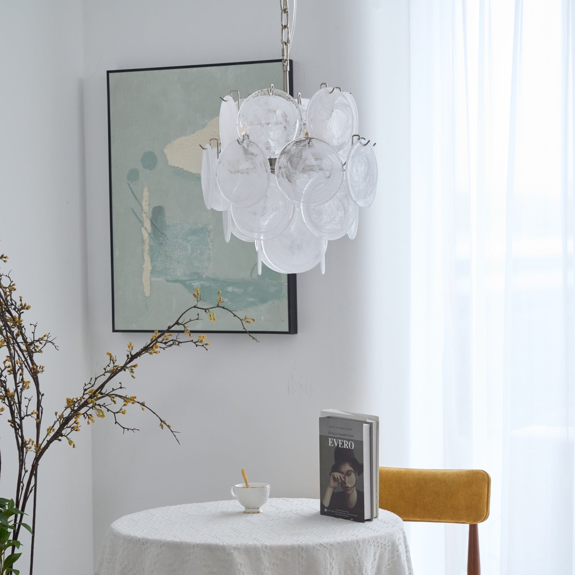 Aurora Chandelier Apricot Murano Glass Disc Layered Artistic-Neutral Decor