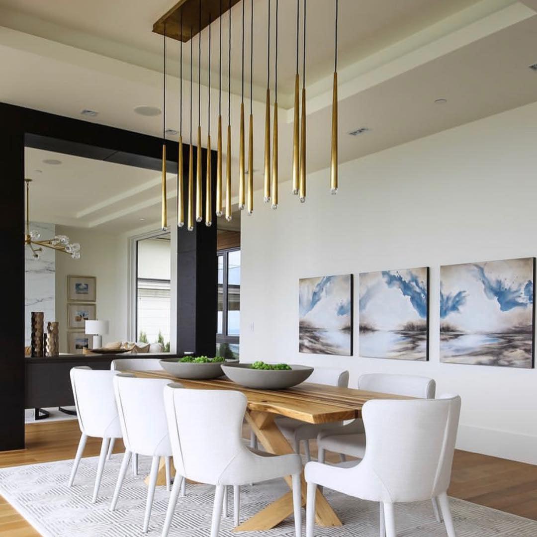Chandelier with Polished Brass and Crystal Shades Minimalist