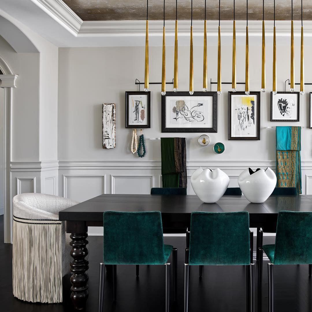 Chandelier with Polished Brass and Crystal Shades Minimalist