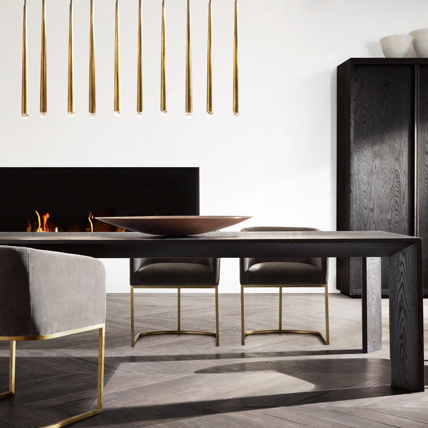 Chandelier with Polished Brass and Crystal Shades Minimalist