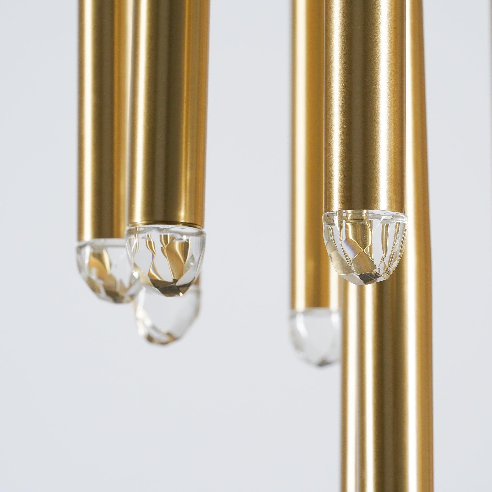 Chandelier with Polished Brass and Crystal Shades Minimalist